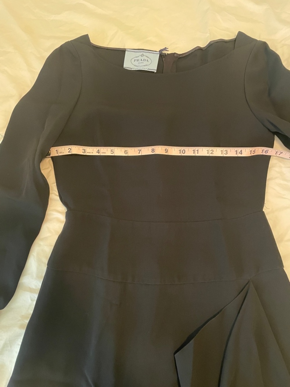 Prada Black Long-Sleeve Draped Back Dress - Picture 13 of 16